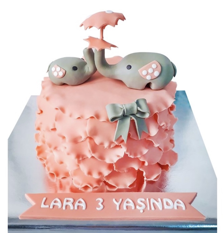 Fil ve Yavrusu Doğum Günü Pastası