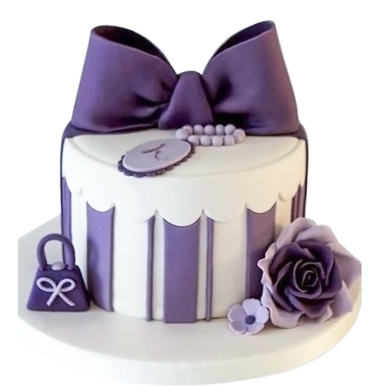 Mor Güllü Fiyonk Doğum Günü Pastası
