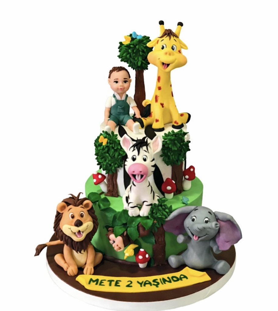 Sevimli Hayvan ve Erkek Bebek Pastası
