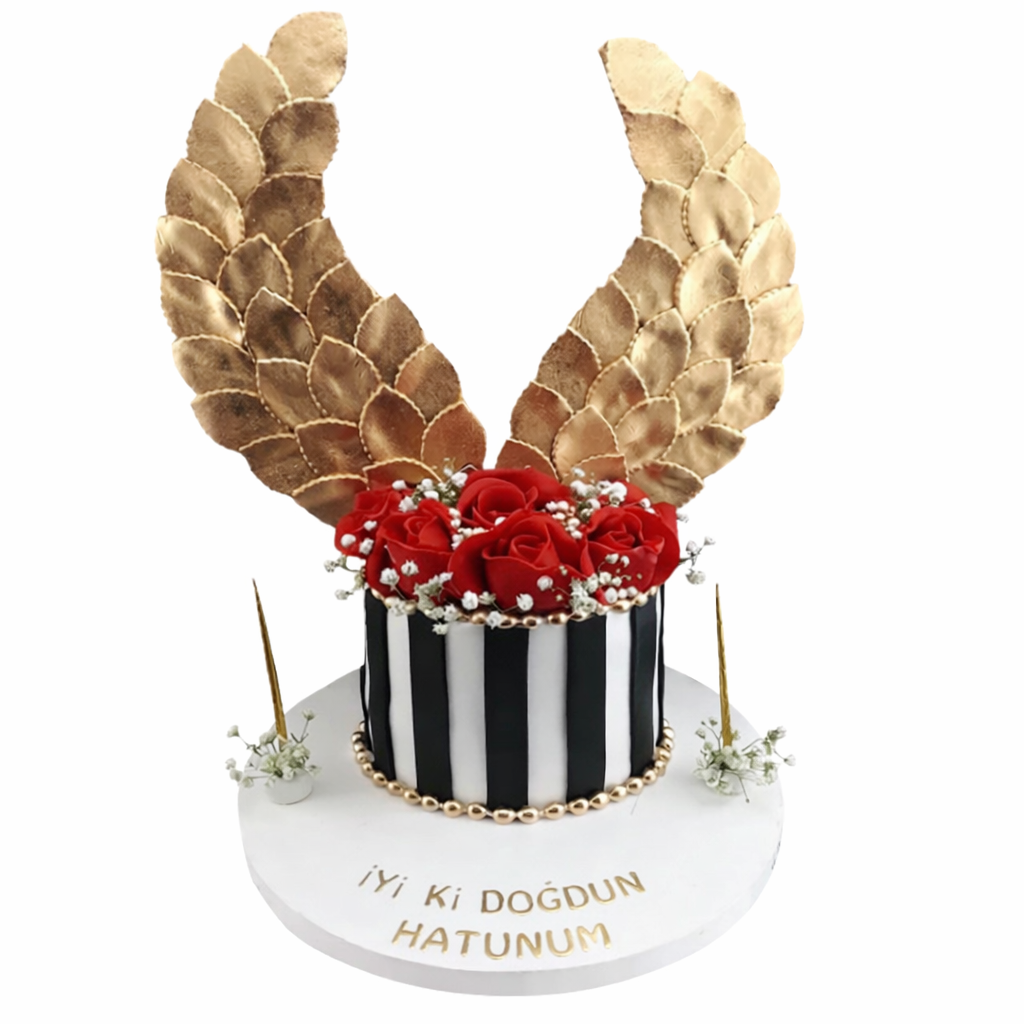 Çiftlere Özel Altın Kanatlı Pasta