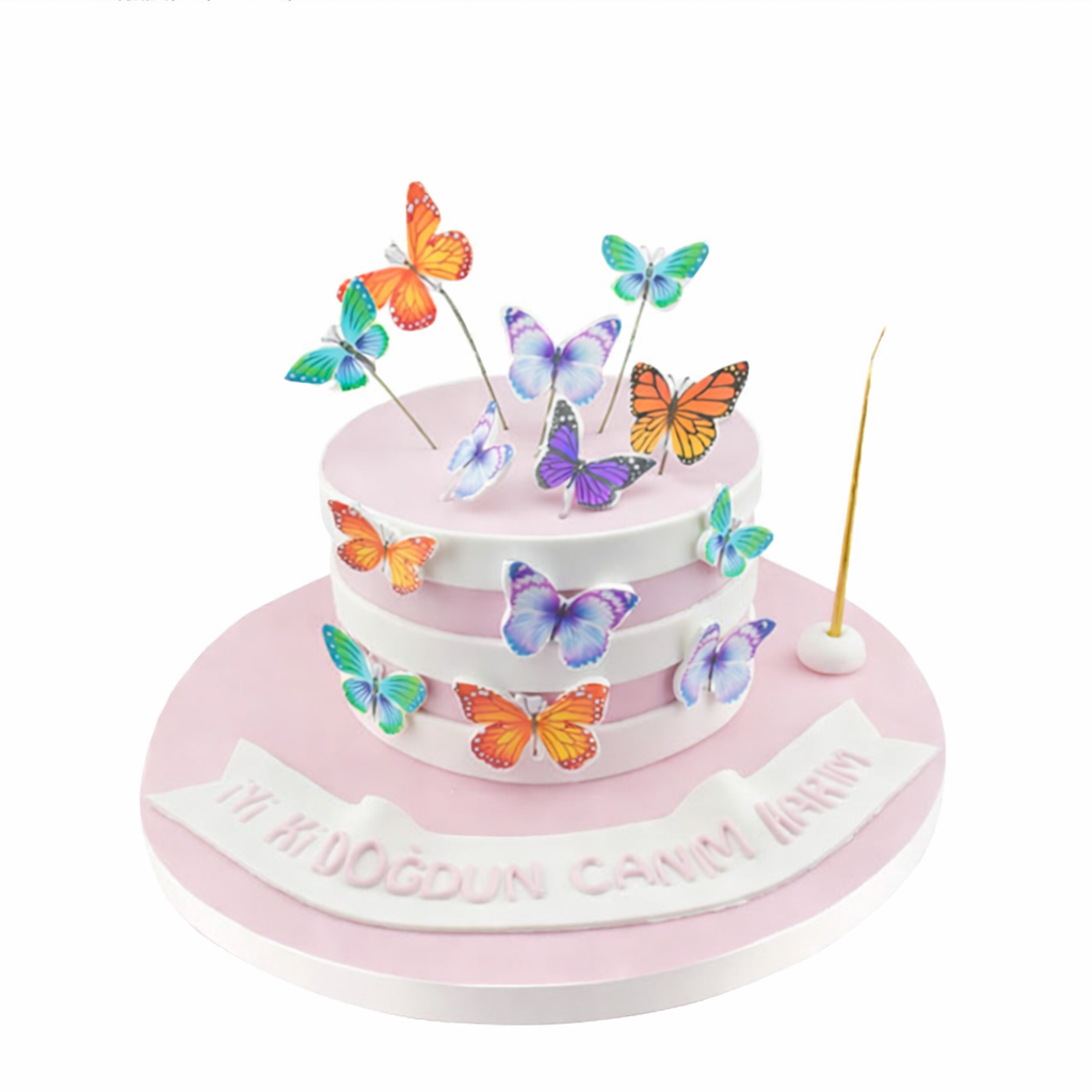 Kelebek Temalı Doğum Günü Pastası