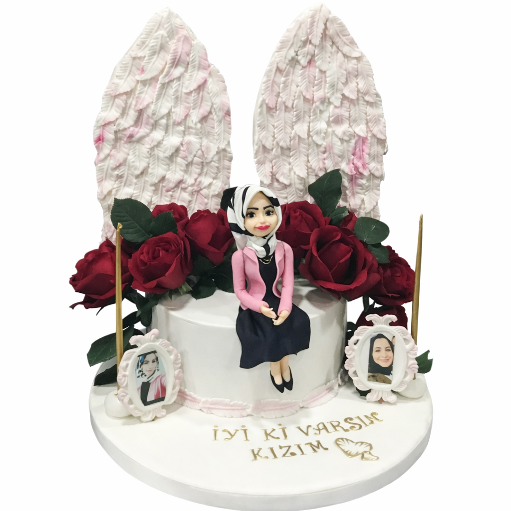 Güllü Melek Kanatlı Sevgili Pastası
