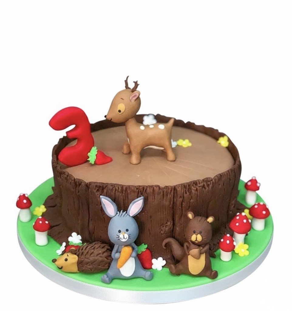 Sevimli Orman Kütük Doğum Günü Pastası
