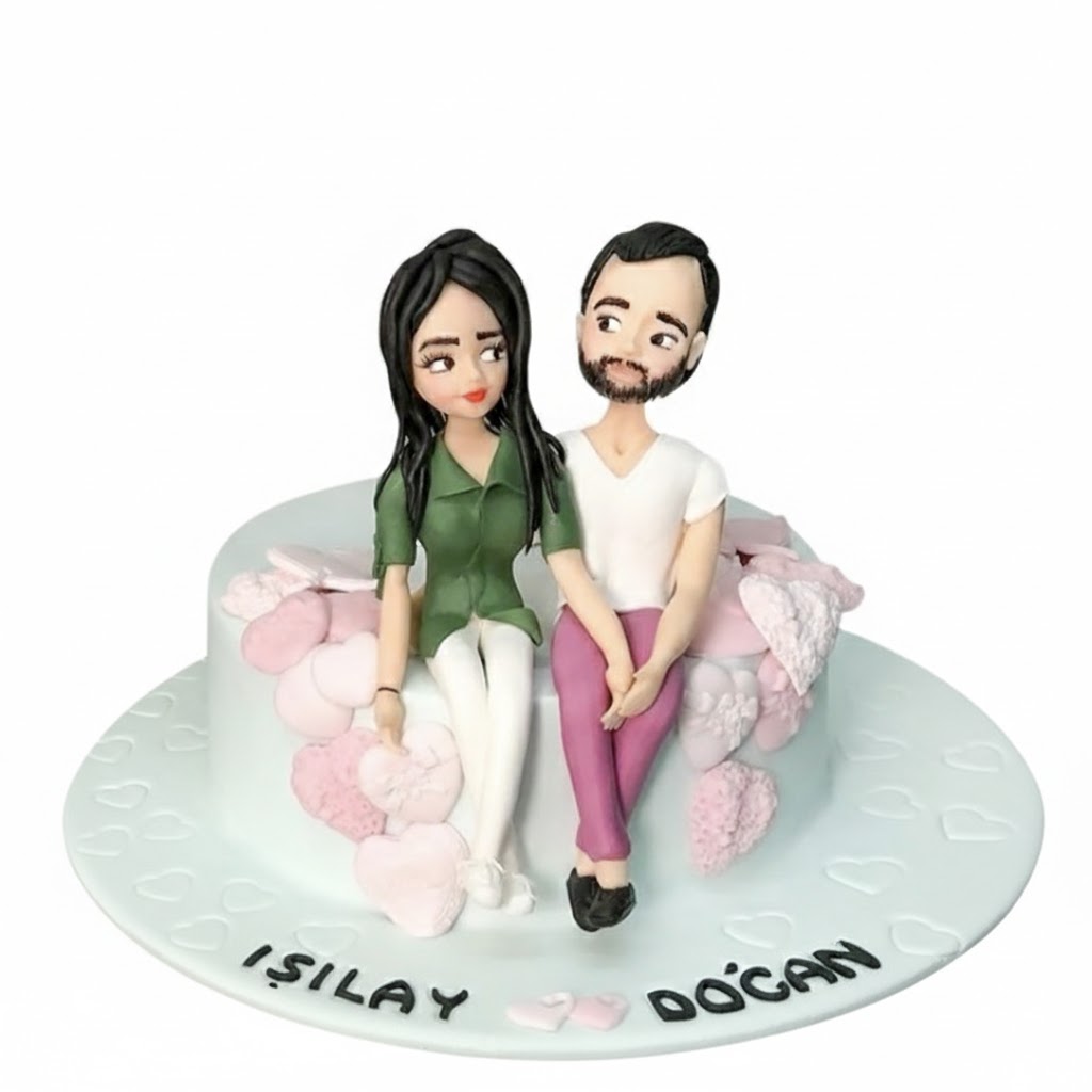 Minik Kalpler Figürlü Sevgili Pastası