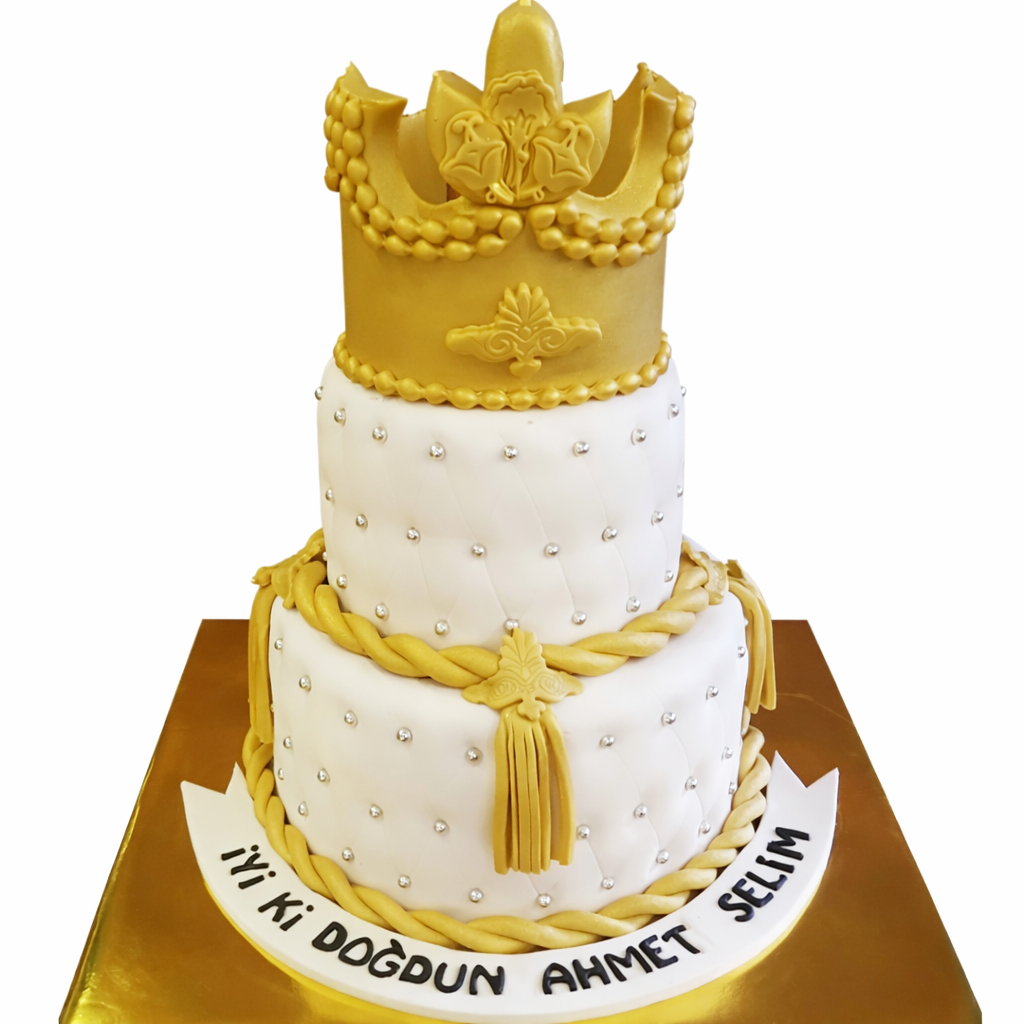 Taçlı Altın Doğum Günü Pastası