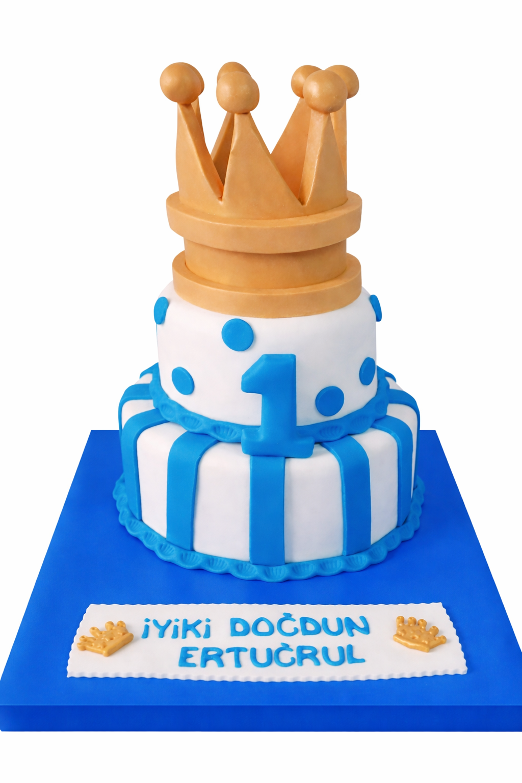 Taçlı 1 Yaş Doğum Günü Pastası