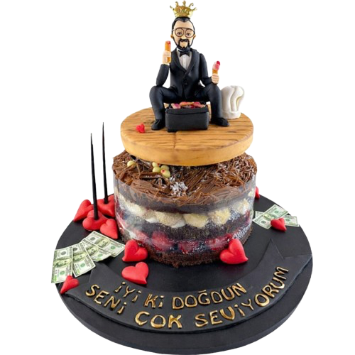 Figürlü ve Meyveli Sevgili Pastası