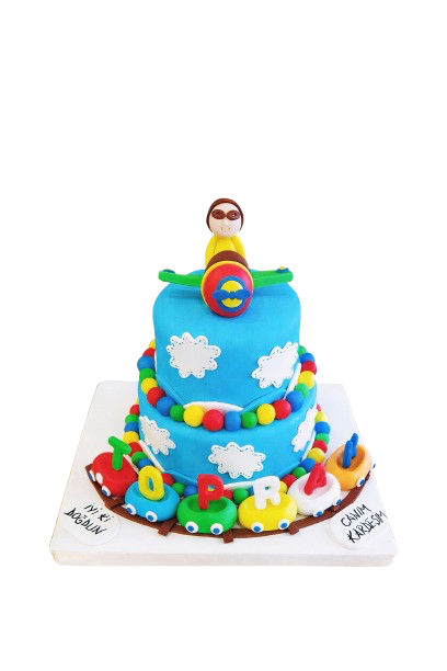 Neşeli Uçak Doğum Günü Pastası