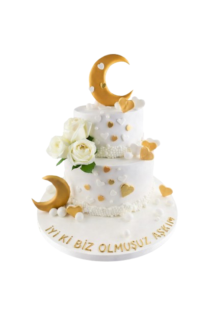 Ay Temalı Evlilik Yıl Dönümü Pastası