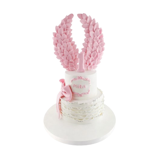 Pembe Kanatlı 1 Yaş Günü Pastası