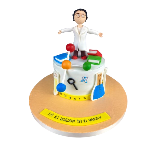 Kimyager Figürlü Doğum Günü Pastası