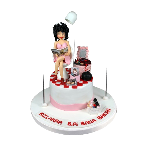 Güzellik Salonu Konseptli Doğum Günü Pastası