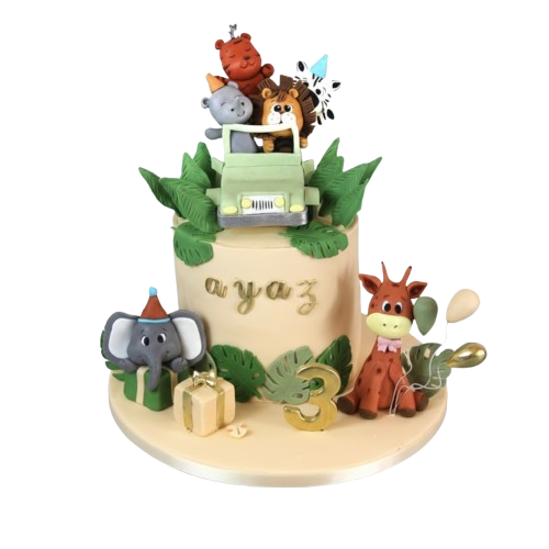 Safari Konseptli Doğum Günü Pastası