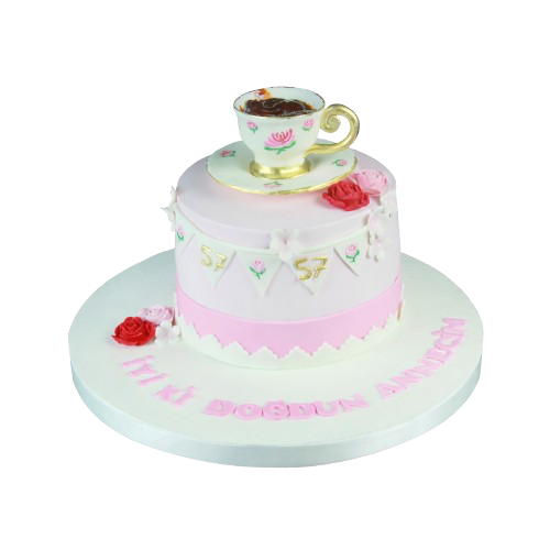 Kahve Fincanlı Doğum Günü Pastası