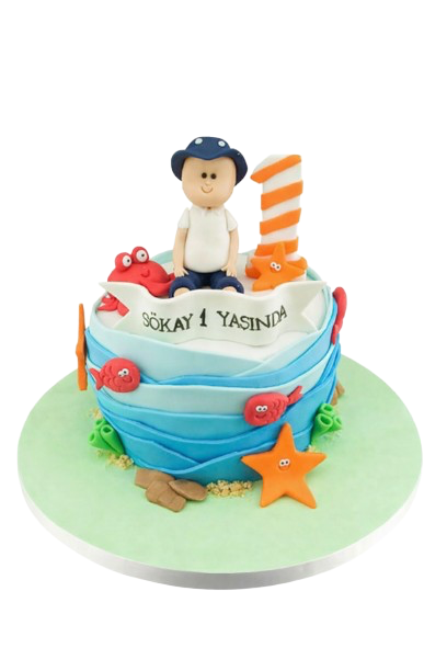 Kumsal Temalı 1 Yaş Günü Pastası