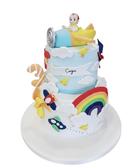 Renkli Hayaller Pilot Doğum Günü Pastası