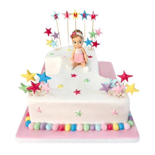 Rakamlı 1 Yaş Kız Çocuk Pastası