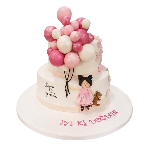 Balonlu Cici Kız Pastası
