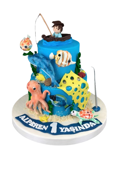 Deniz Canlıları 1 Yaş Pastası
