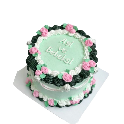 Asi ve Bebeksi Retro Pasta