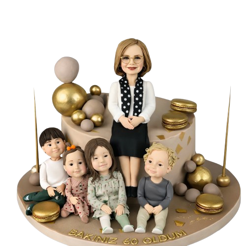 Büyükanne Ve Torunları Doğum Günü Pastası