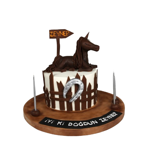 At Figürlü Doğum Günü Pastası
