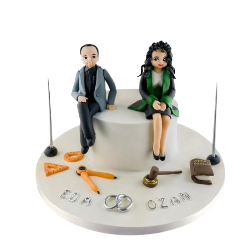 Evli Çift Meslek Temalı Butik Pasta