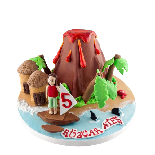 Figürlü Issız Ada Doğum Günü PastasAı