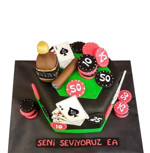Poker Masası Doğum Günü Pastası