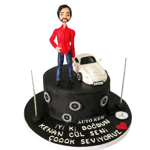 Araba Figürlü Doğum Günü Pastası