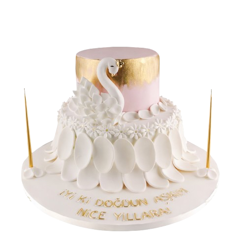 Kuğu Figürlü Doğum Günü Pastası