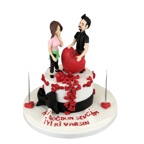 Sevgiliye Özel Kalpli Sevgili Pastası
