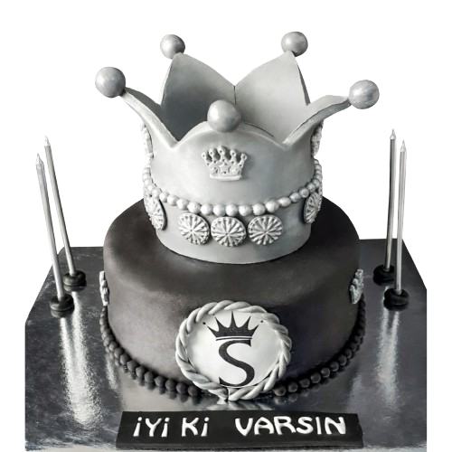 Taçlı Black Kral Doğum Günü Pastası
