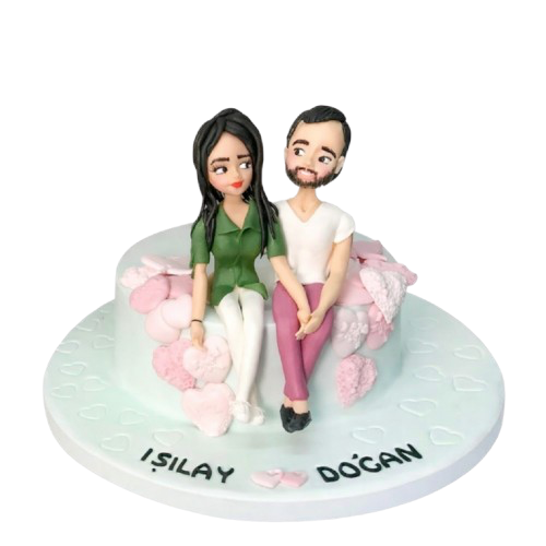 Minik Kalpler Figürlü Sevgili Pastası