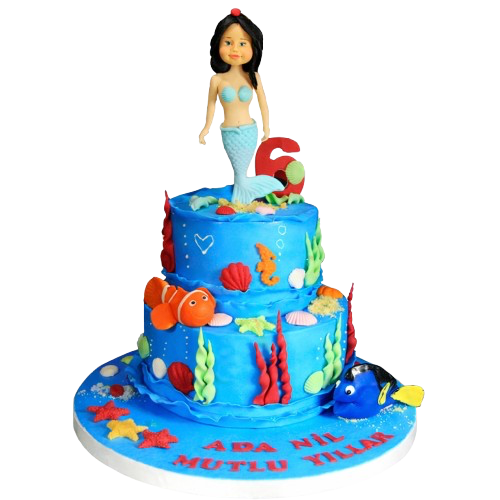Deniz Kızı Konseptli Doğum Günü Pastası