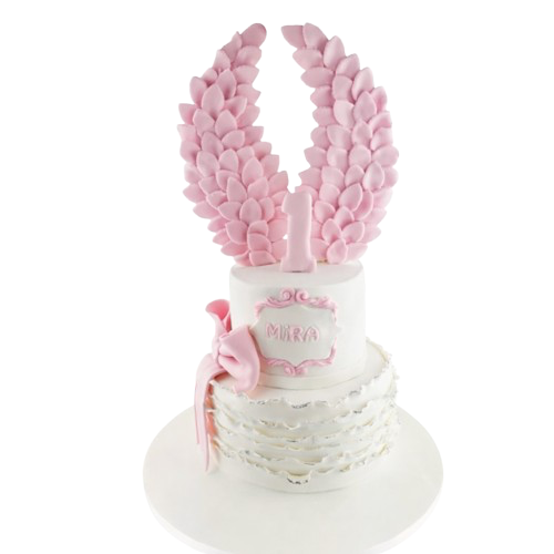 Pembe Kanatlı 1 Yaş Günü Pastası