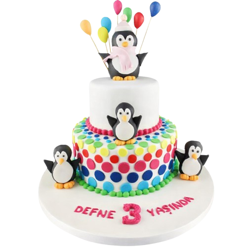 Sevimli Penguenler Doğum Günü Pastası