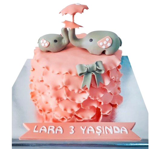 Fil ve Yavrusu Doğum Günü Pastası