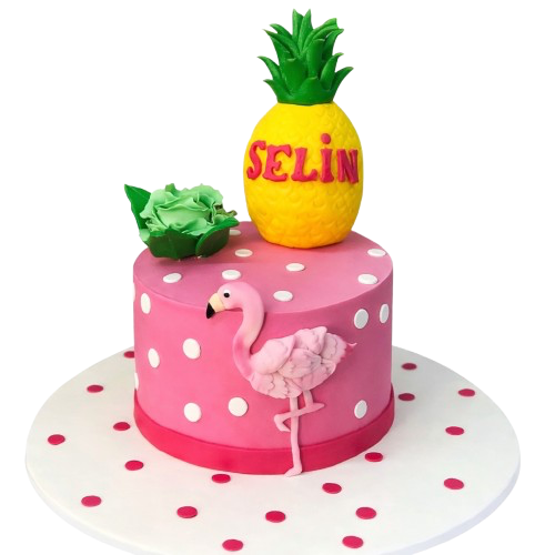 Ananaslı Flamingo Doğum Günü Pastası