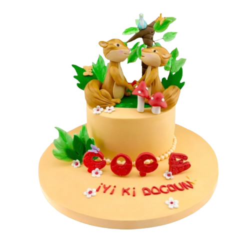 Sevimli Sincaplar Doğum Günü Pastası