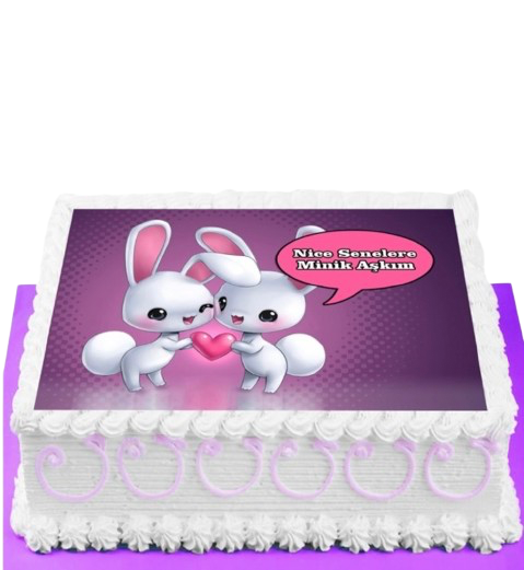 Minik Tavşanlar Resimli Pasta