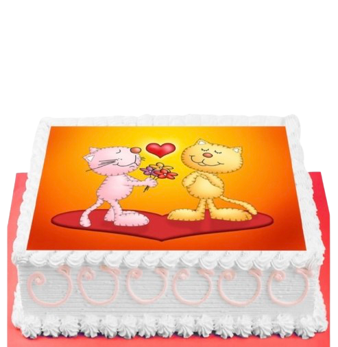 Kedili Sevgiliye Özel Resimli Pasta