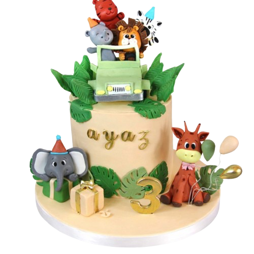 Safari Konseptli Doğum Günü Pastası
