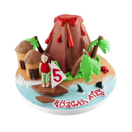 Figürlü Issız Ada Doğum Günü Pastası