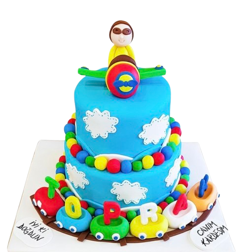 Neşeli Uçak Doğum Günü Pastası