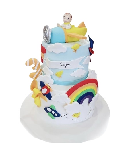 Renkli Hayaller Pilot Doğum Günü Pastası