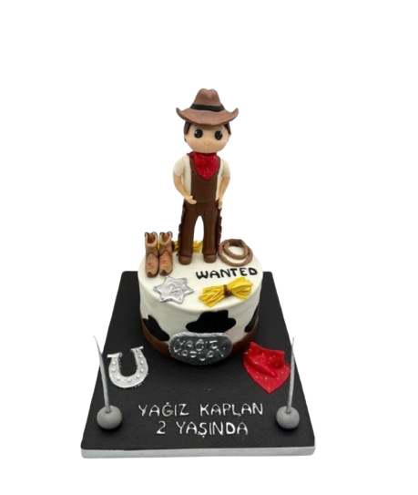 Kovboy Temalı Doğum Günü Pastası