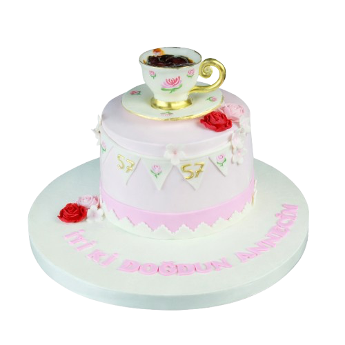 Kahve Fincanlı Doğum Günü Pastası