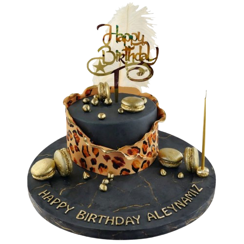 Tüylü Leopar Desenli Butik Pasta
