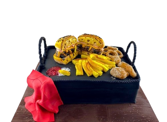 Hambuger Temalı Butik Pasta